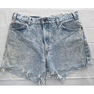 Vintage Levis Orange tab cut off jean shorts W34 Heavy distressing